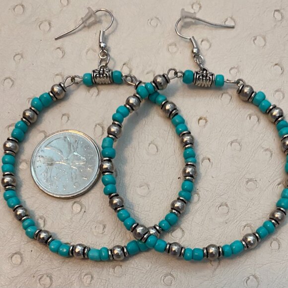 NEW Turquoise hoop earrings - Picture 5 of 6